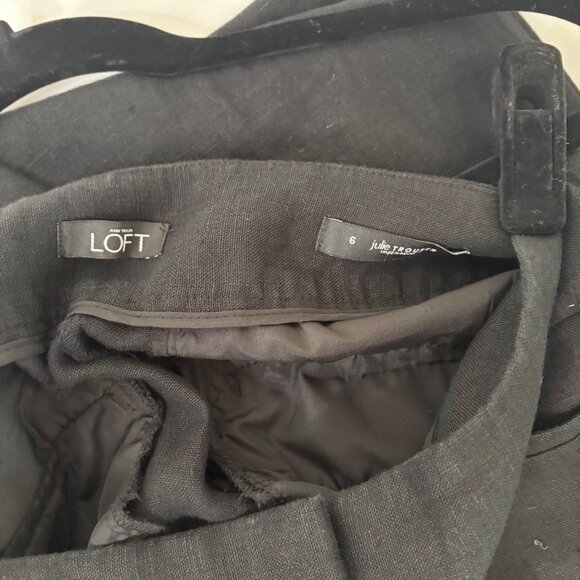 Loft 100% Linen Julie Trouser Wide Leg Black Professional Pants Size 6 - Picture 9 of 10